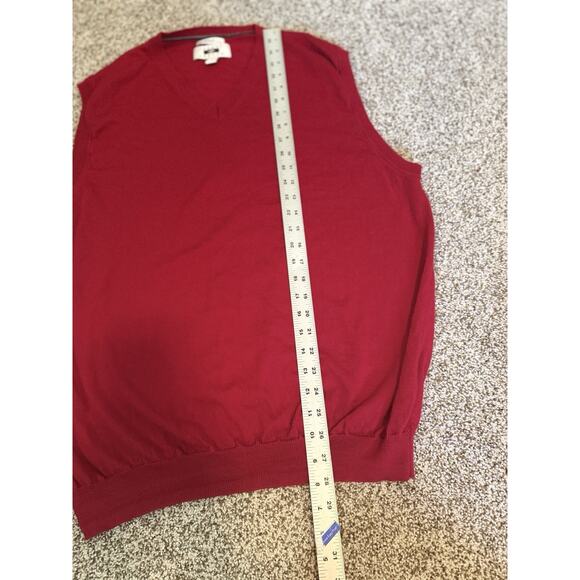 Joseph Abboud Sweater Vest Men’s XXL 2XL Red Merino Wool V-Neck Golf Preppy - Picture 7 of 8